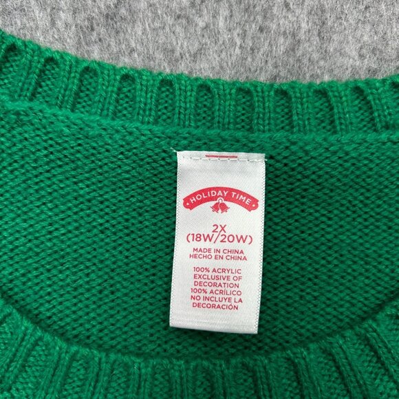 Holiday Time Pug Dog Ugly Christmas Sweater Women's size 2X 18W / 20W Sequins - Picture 5 of 10